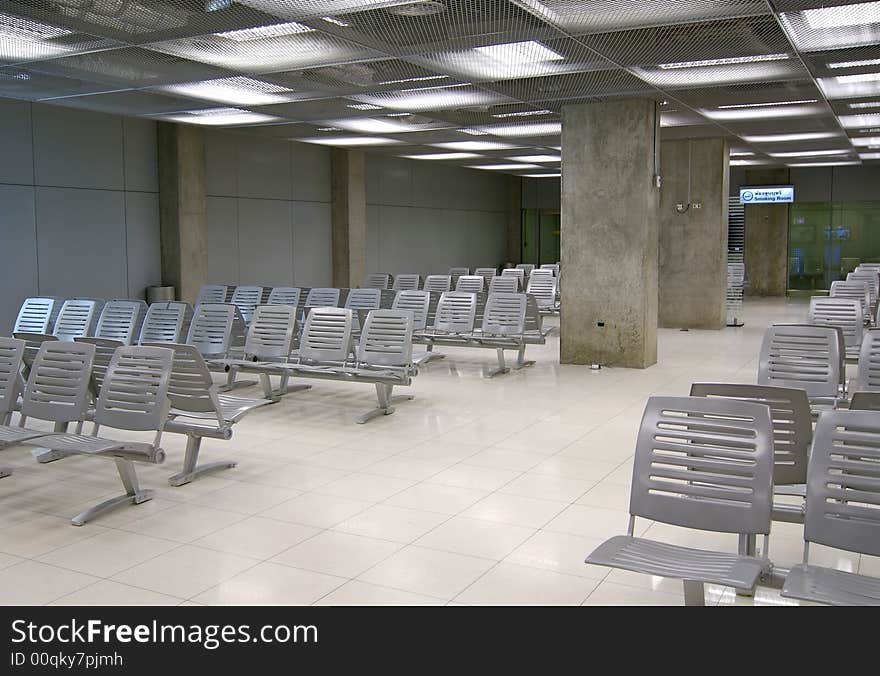 Steel benches at the international airport