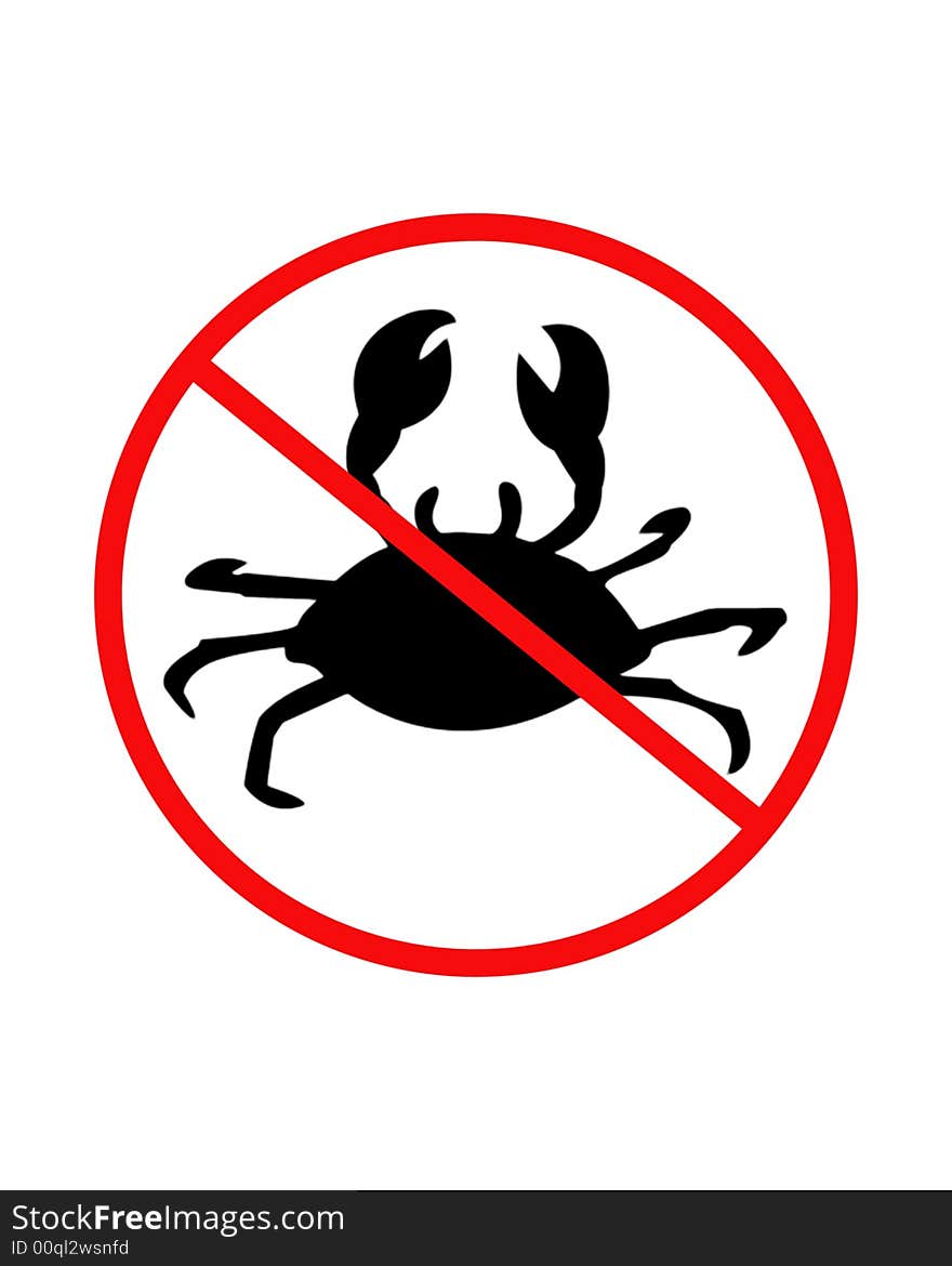 No crabbing sign isolated on white background.