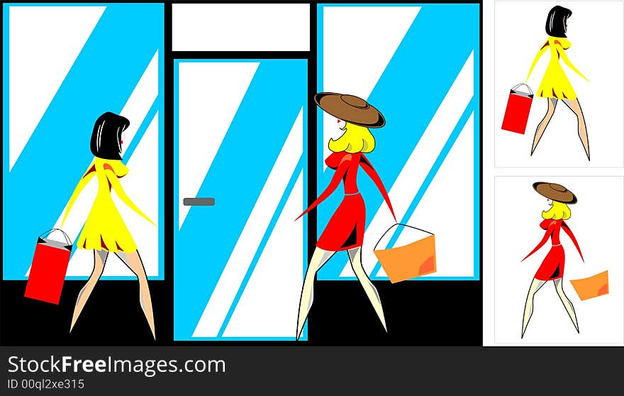 The vector image of women which cost about shop. The vector image of women which cost about shop