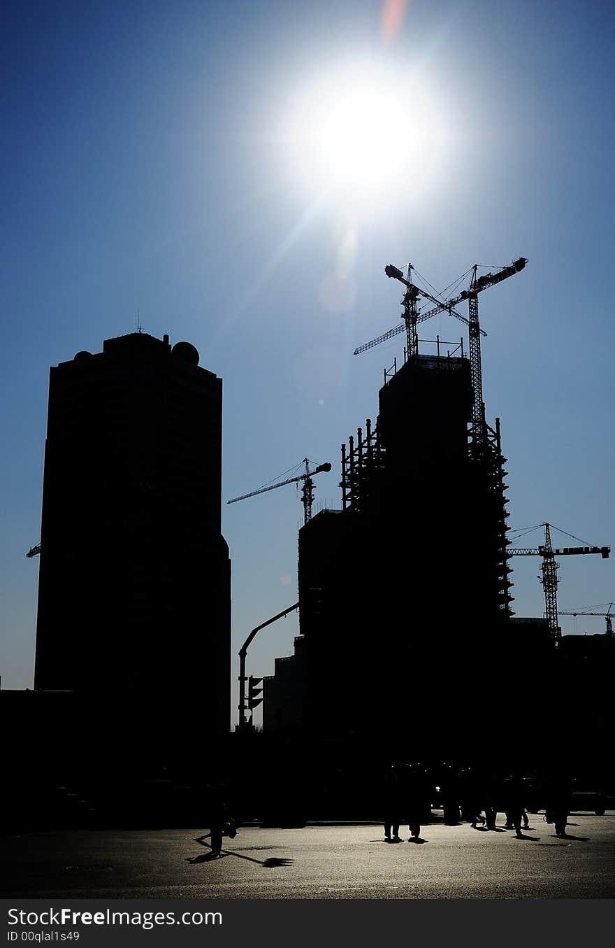 Beautiful skyscraper under blue sky