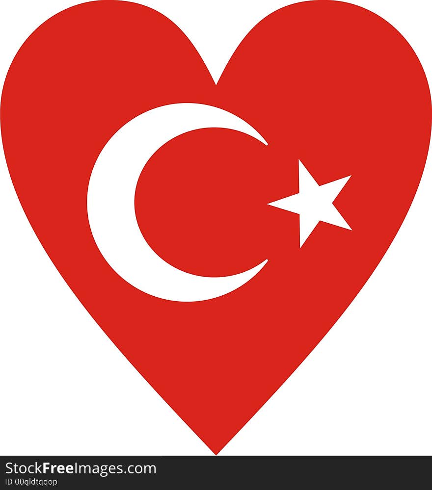 Heart shaped flag of Turkey