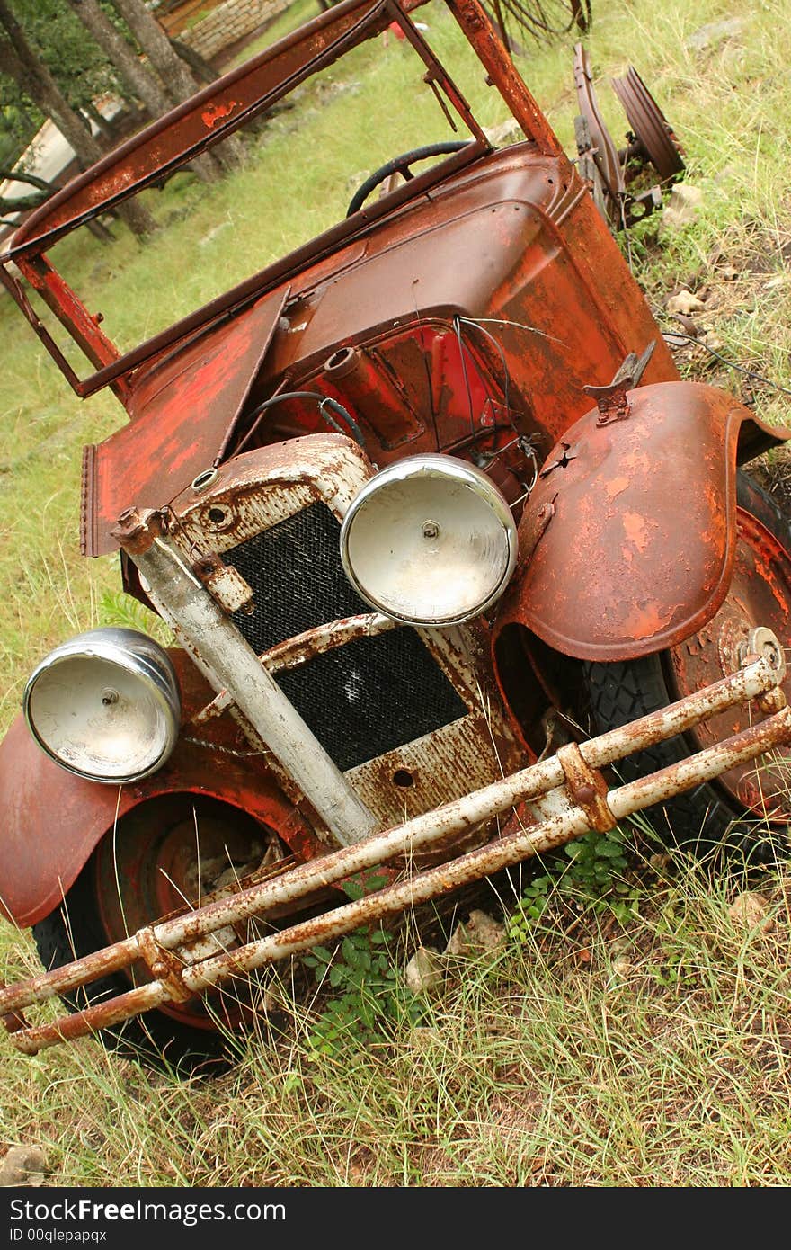 Red old car