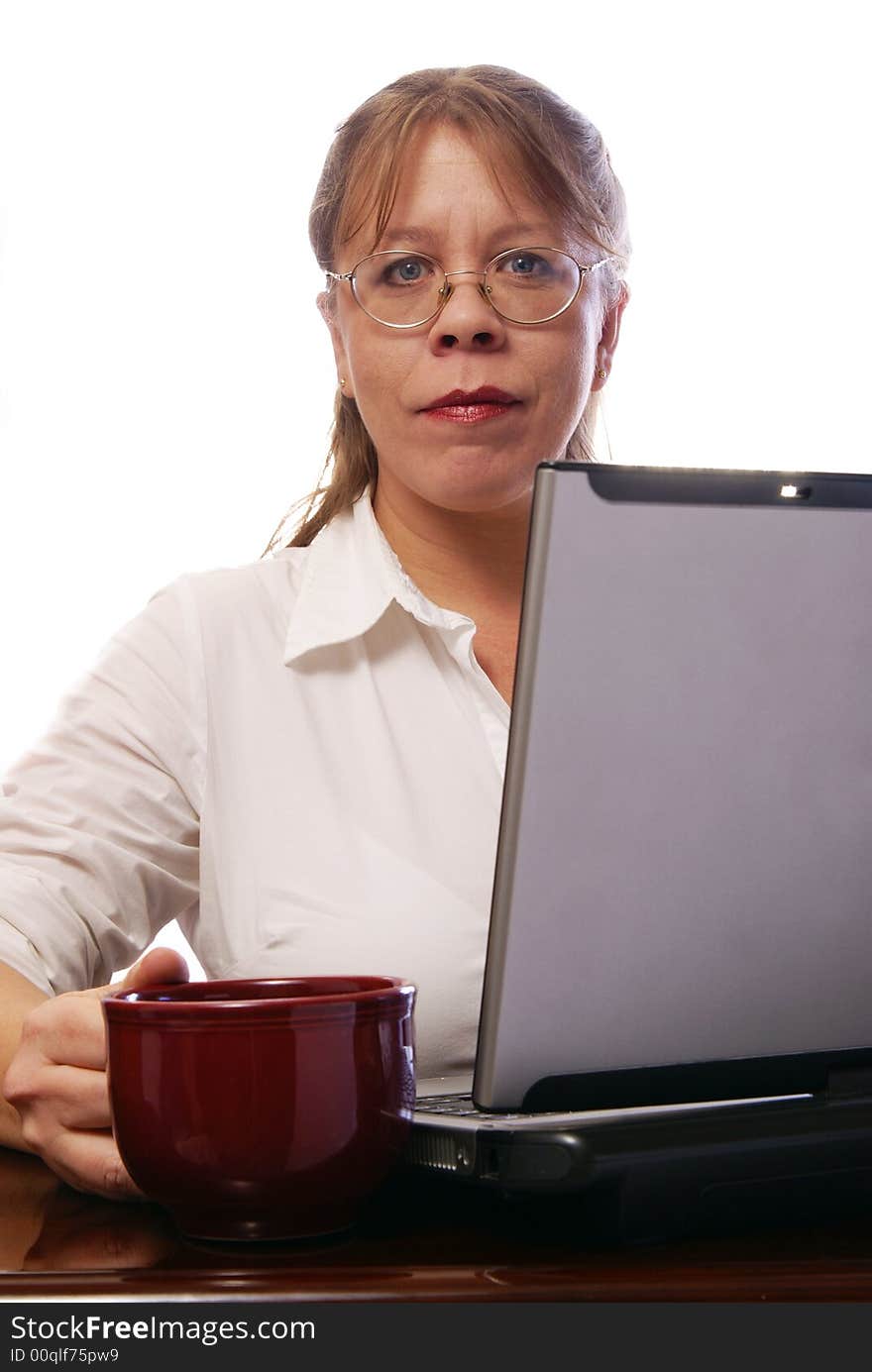 Woman with Convertible Notebook