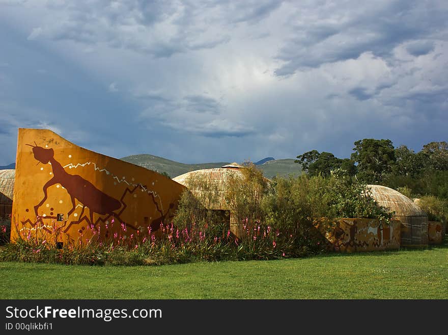 Countryside cottage bushman ethnical styled in mountains of south africa. Countryside cottage bushman ethnical styled in mountains of south africa