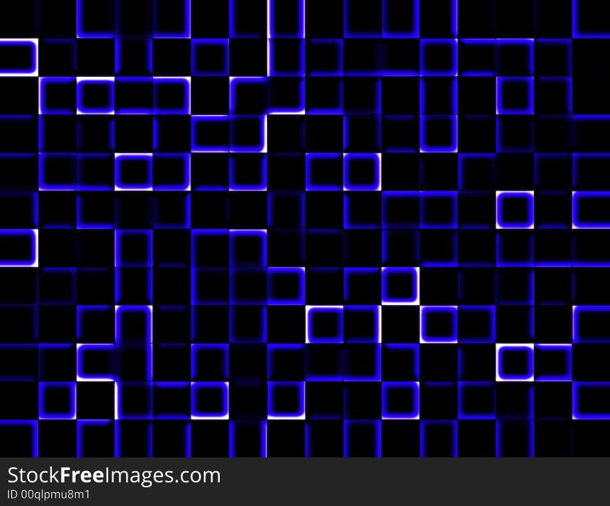 Cubes texture,blue on black. Cubes texture,blue on black