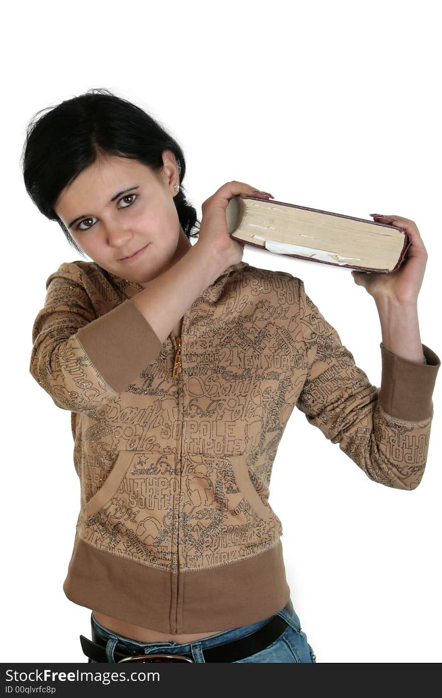 The girl with the big old book. The girl with the big old book