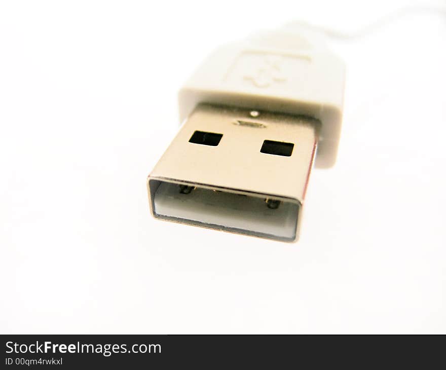 Usb plug and cable on white