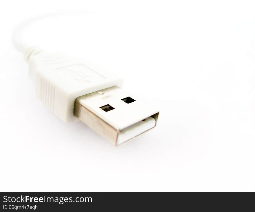 Usb plug and cable on white