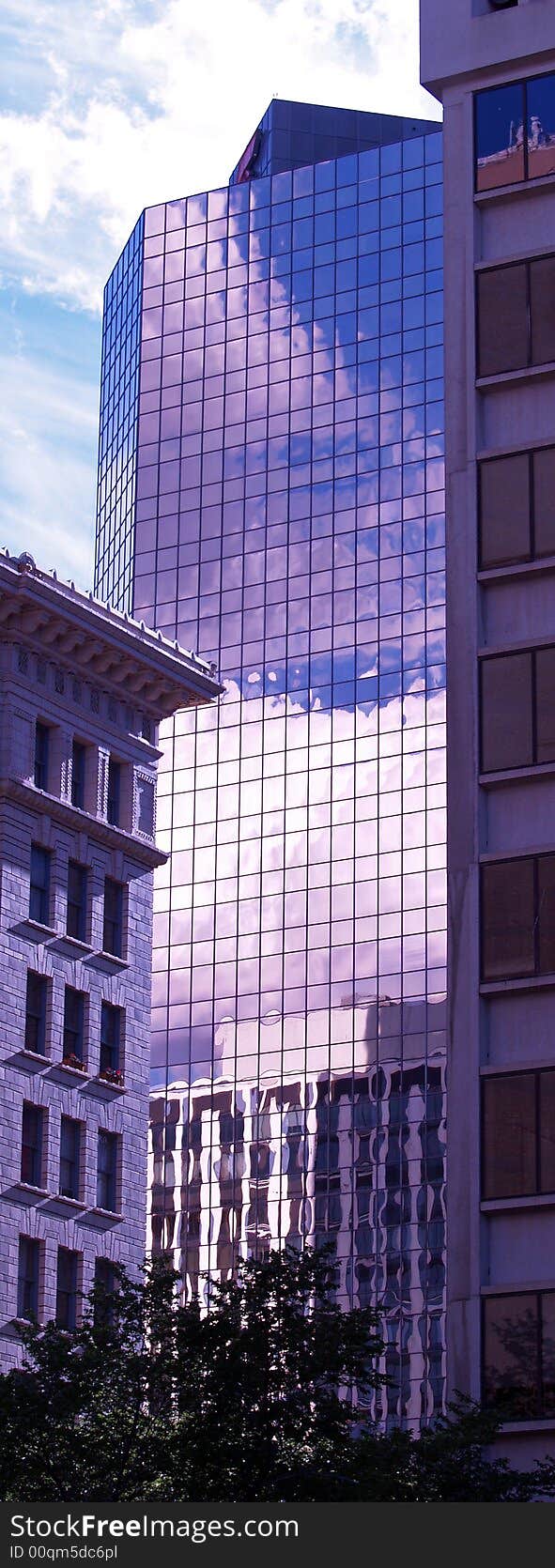 Reflections in a Modern Building in Downtown Edmonton