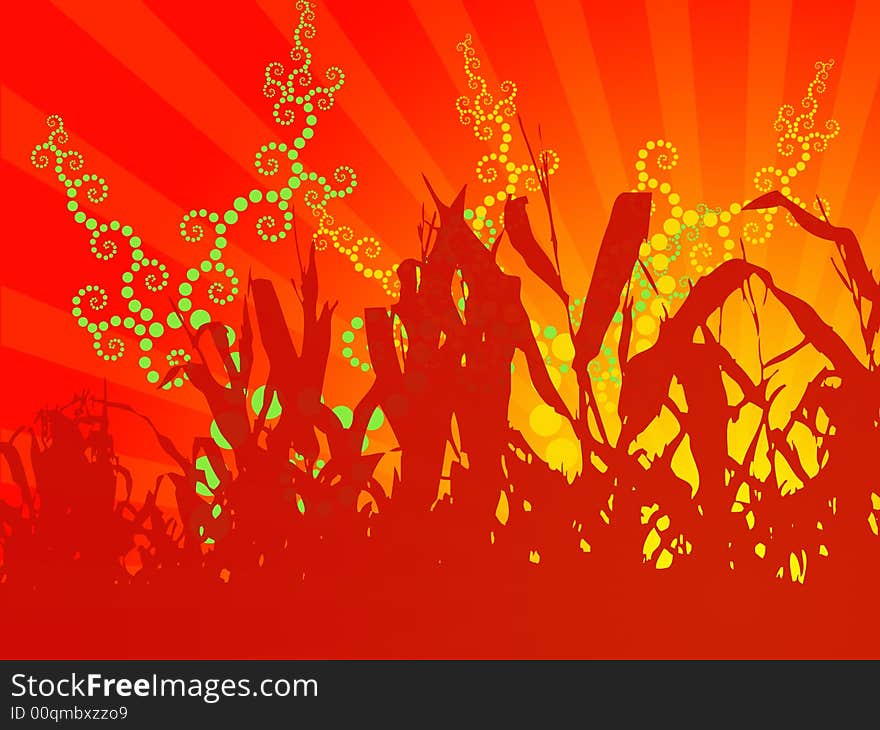 Illustration of folilage abstract in red background. Illustration of folilage abstract in red background