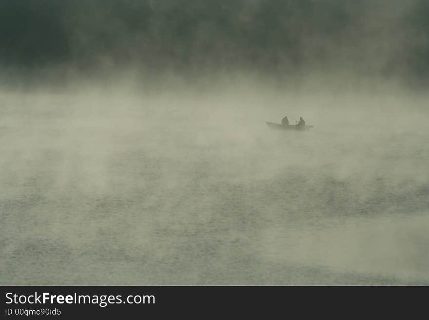 Two fishermen early autumn morning, Russia. Two fishermen early autumn morning, Russia