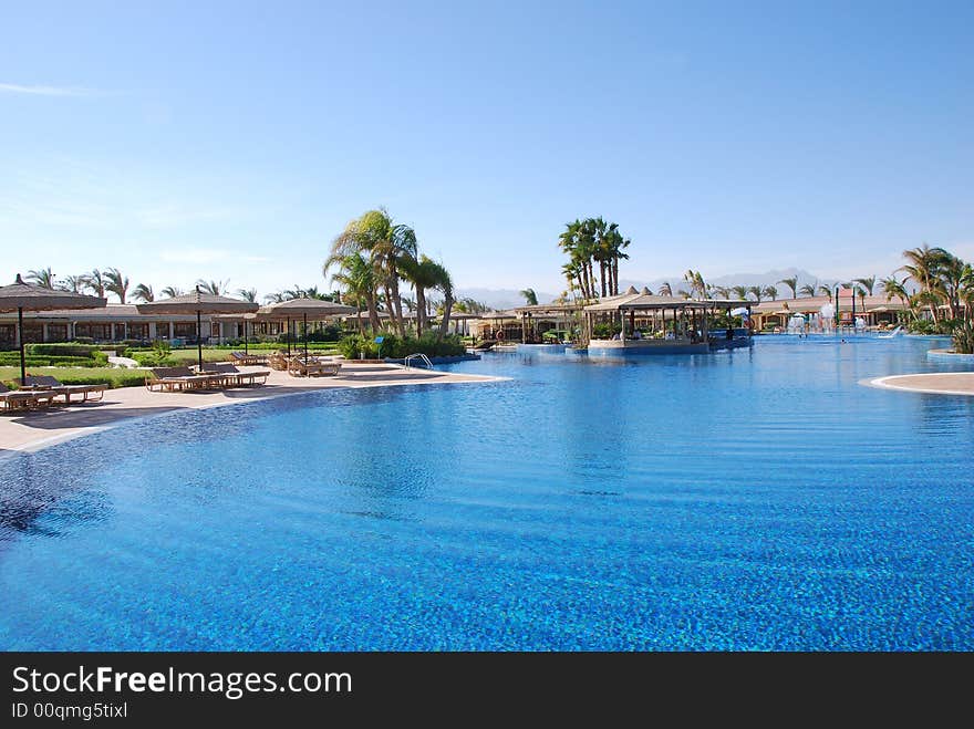 Swimming pool with a snack bar