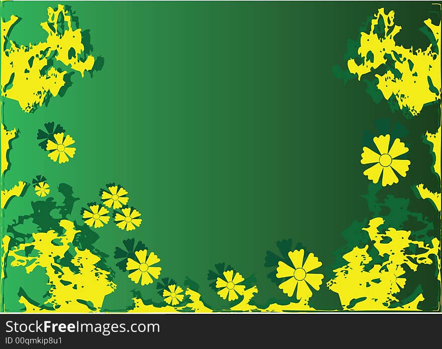 Yellow flowers on green background