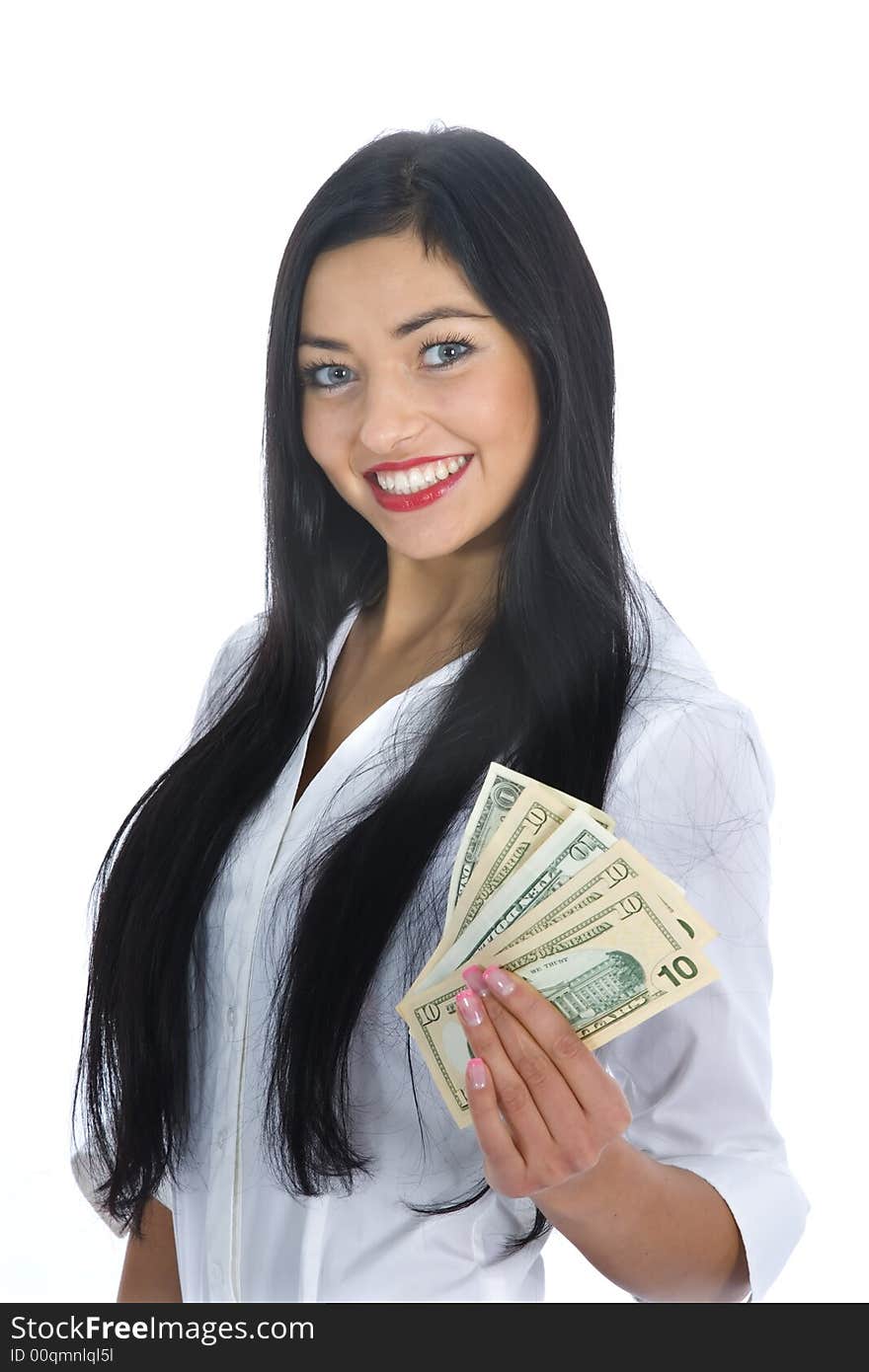 Business woman  working on isolated background