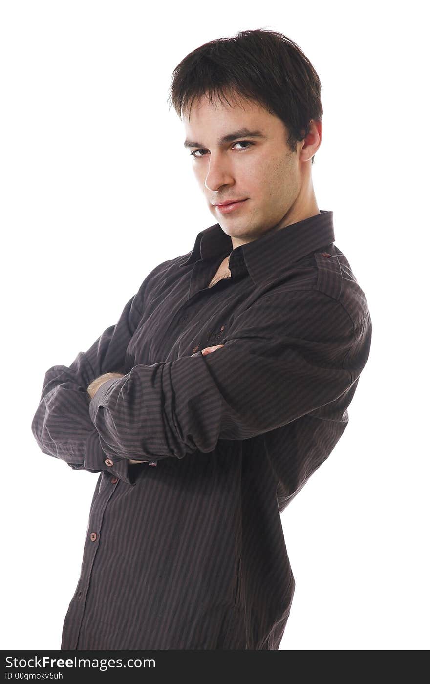 Portrait of the man on a white background