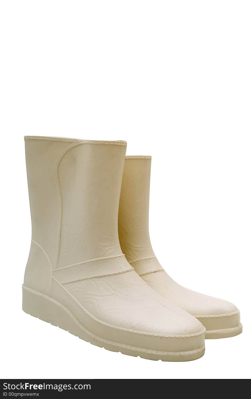 White rubber boots