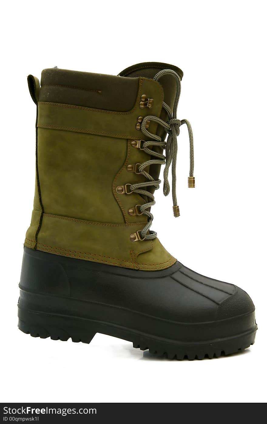 Green rubber boots isolated