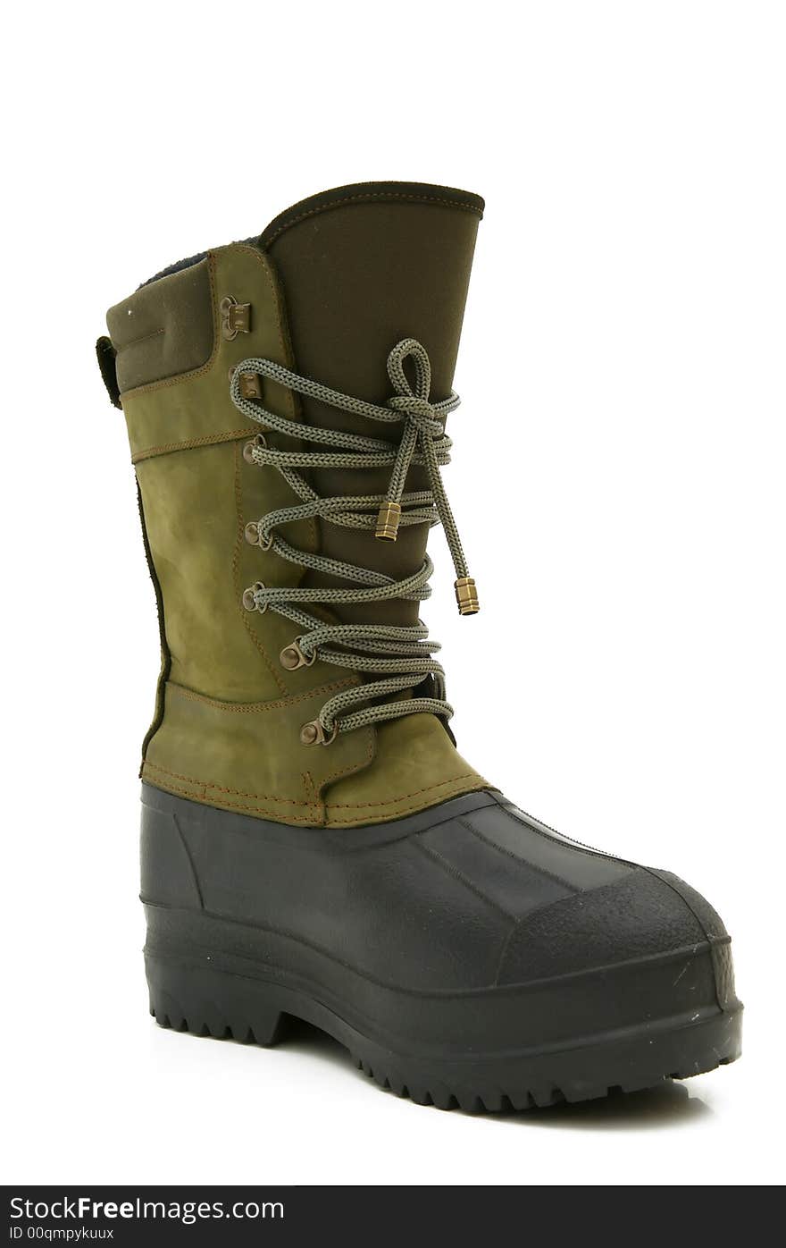 Green rubber boots isolated