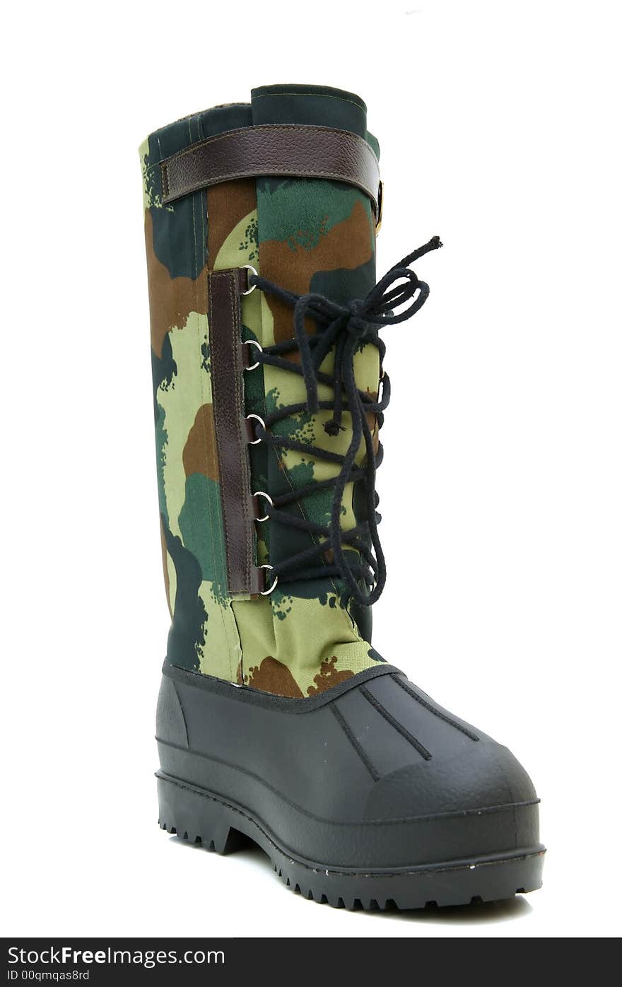 Green rubber boots isolated