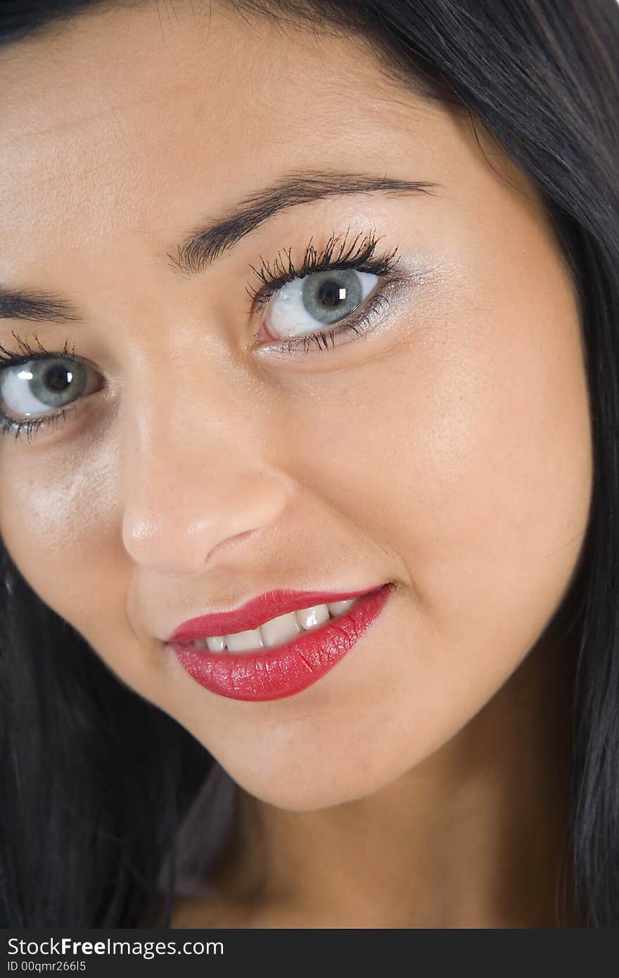 Portrait Of The Brunette With Blue Eye