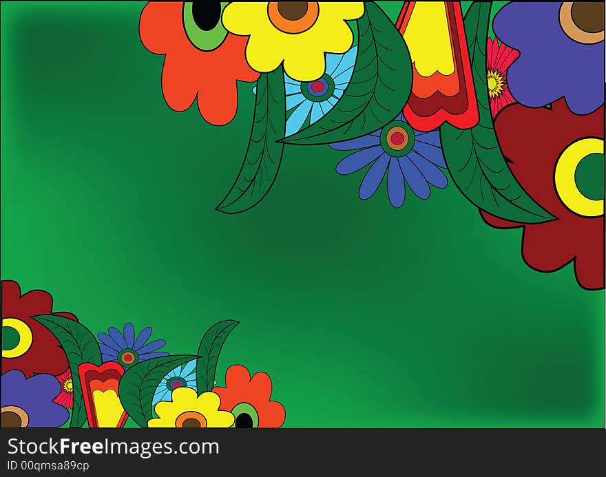 Decorative flower on green background. Decorative flower on green background