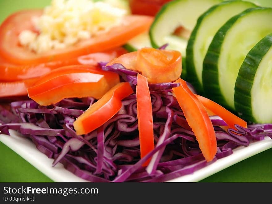 Delicious vegetables salad close up