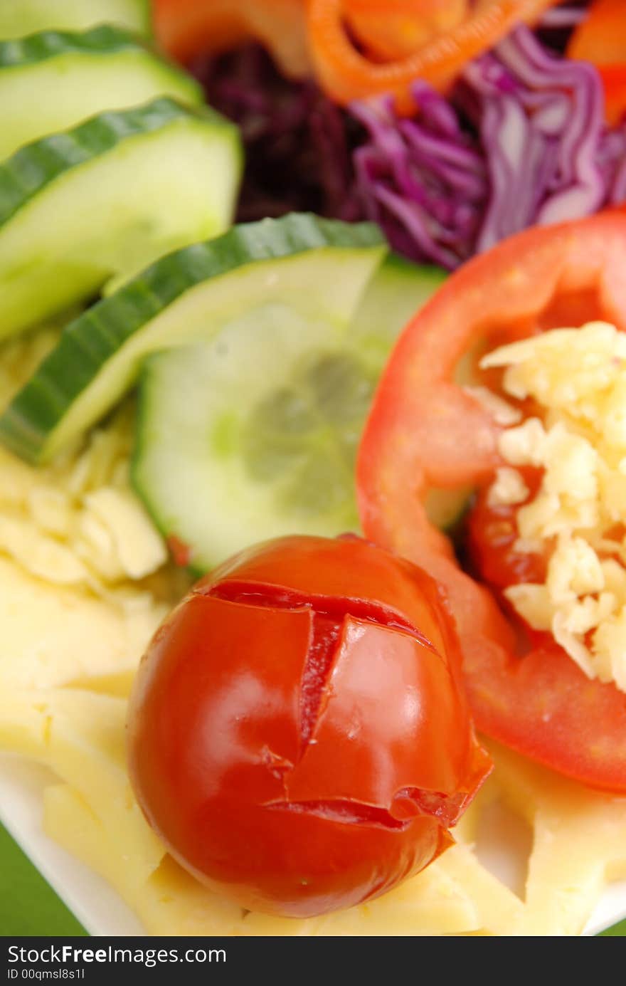 Delicious vegetables salad close up