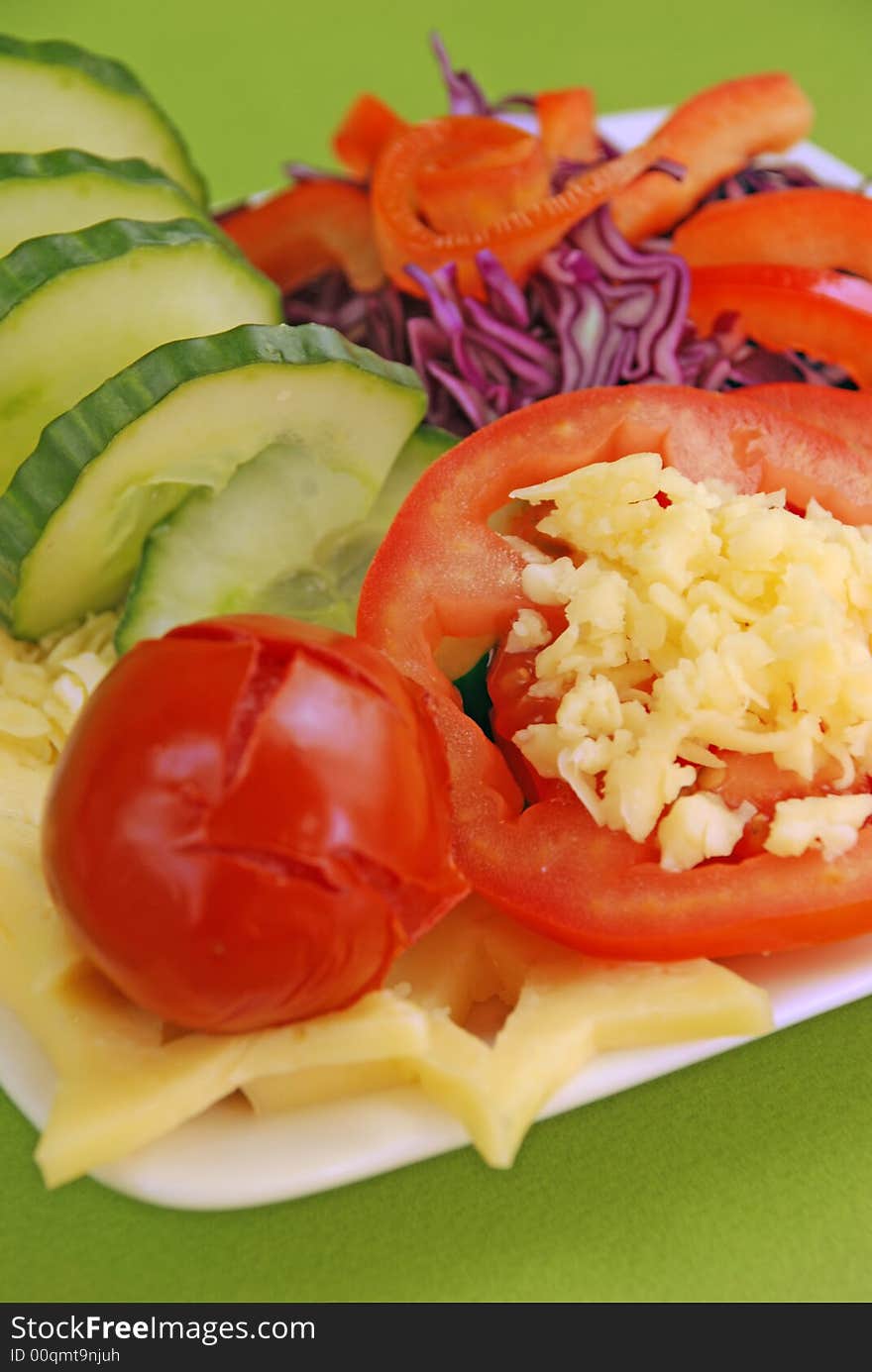 Delicious vegetables salad close up