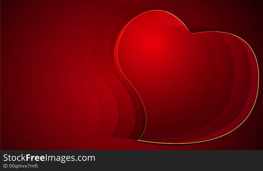 Heart on red background, vector illustration