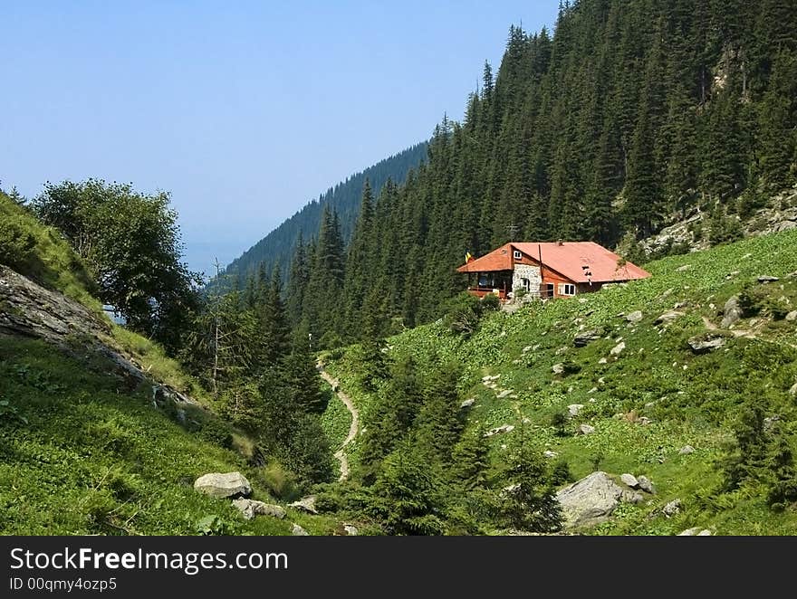 Mountain shelter in Carpathian places