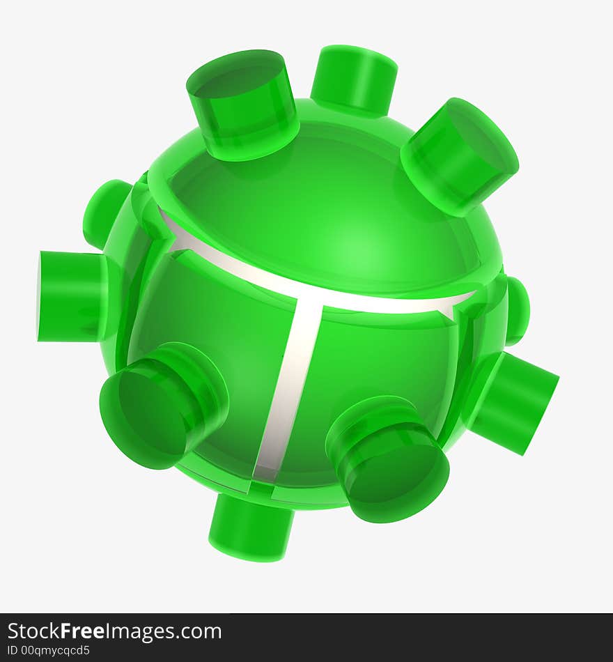 3D sphere under a glass cap. 3D sphere under a glass cap