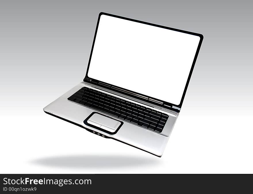 Blank laptop computer image on the white background