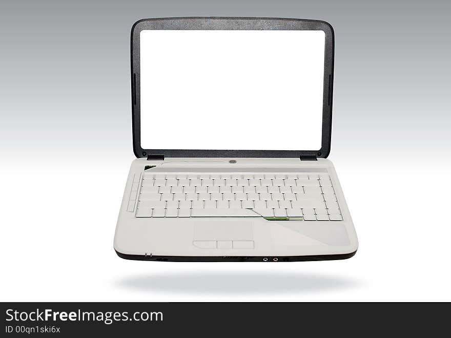 Blank laptop computer on the white background