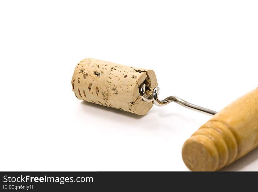 Close up on cork and corkscrew