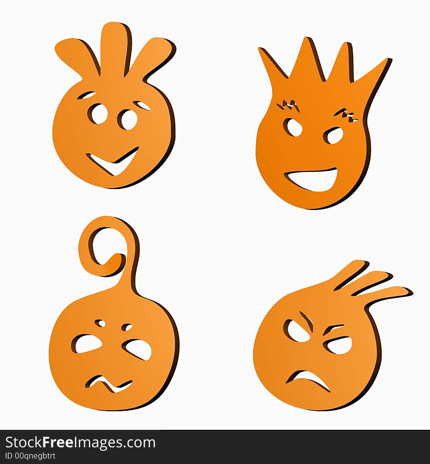 The four orange funny faces. The four orange funny faces