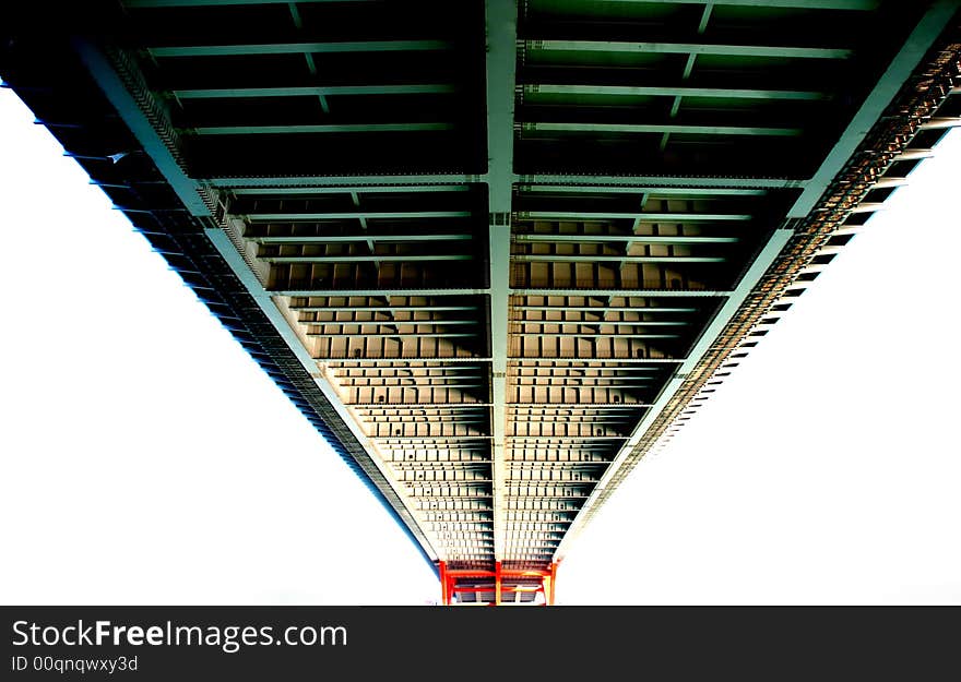 The bottom of a bridge