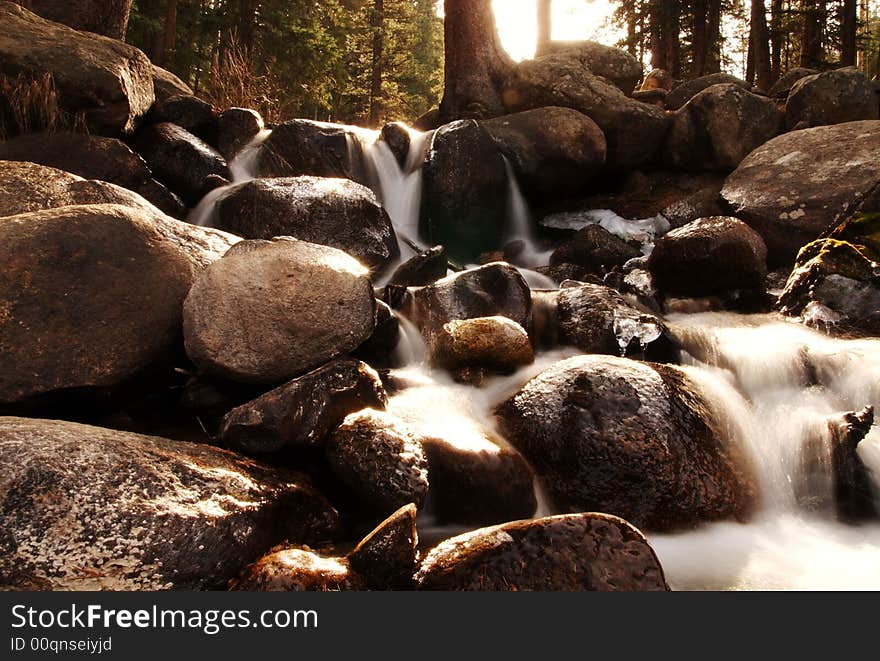 Waterfall on rocks