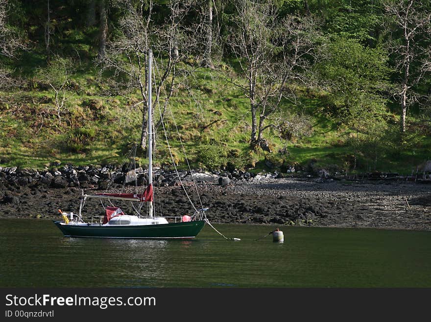 A Yacht close to isle skye