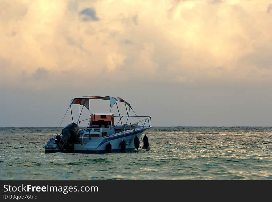 Boat on Seychelles islands at the Indian ocean. Boat on Seychelles islands at the Indian ocean