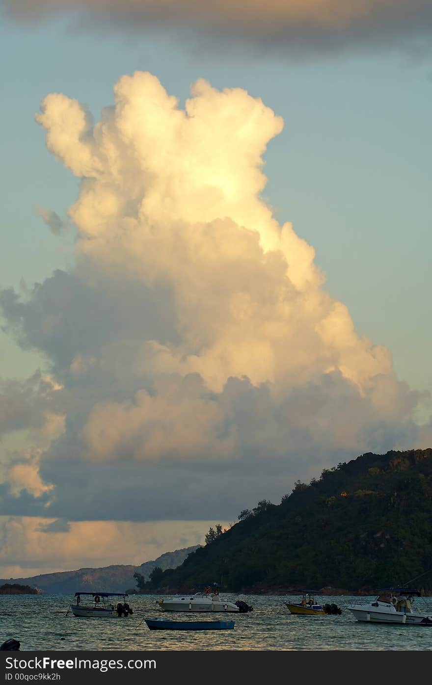 Boat on Seychelles islands at the Indian ocean. Boat on Seychelles islands at the Indian ocean