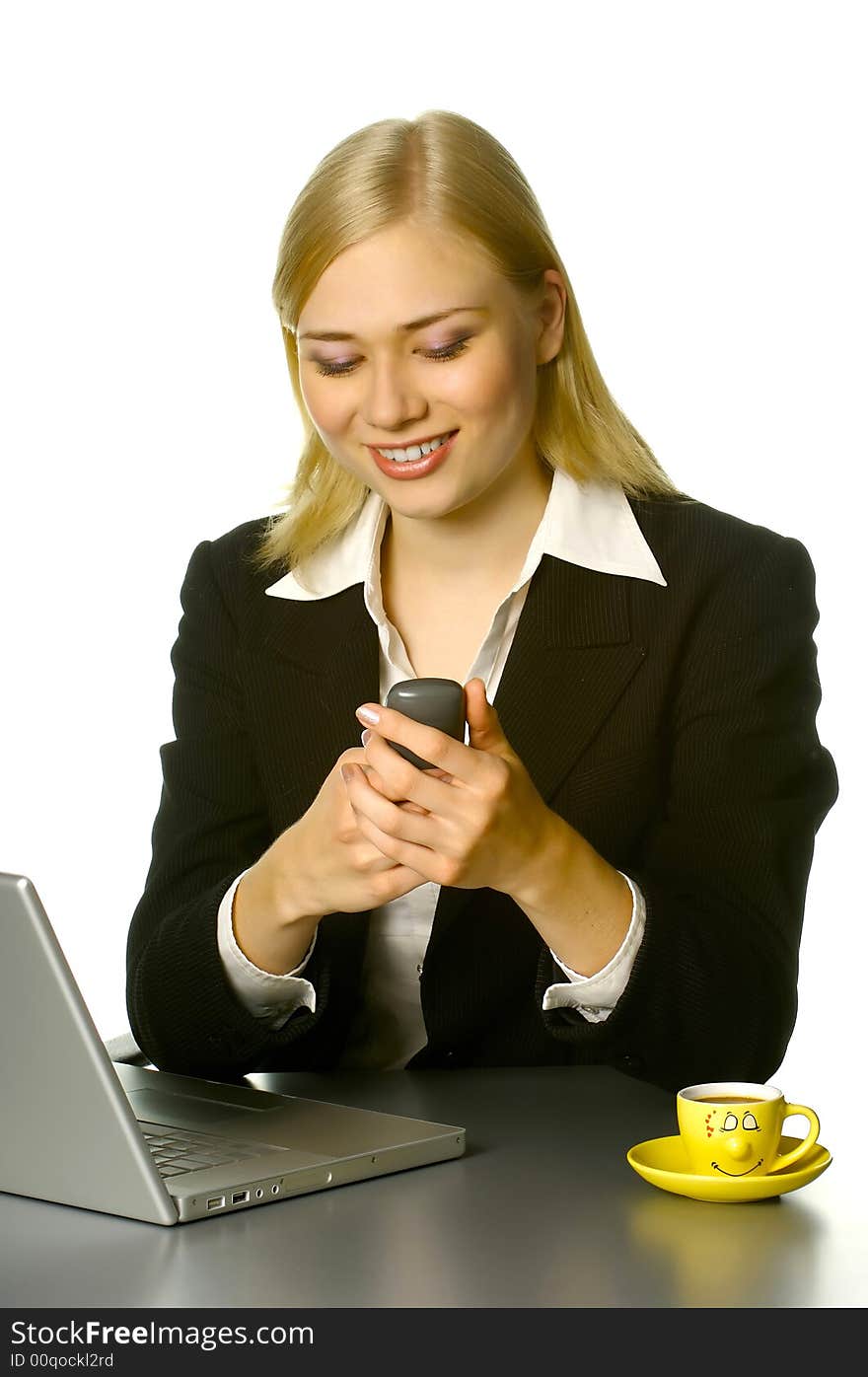 Beautiful girl working in the office