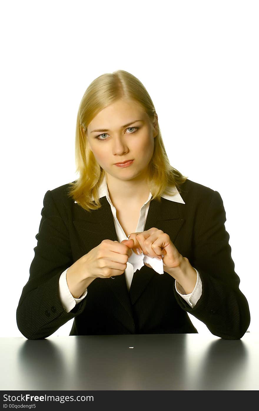 Portrait of the beautiful blonde in studio