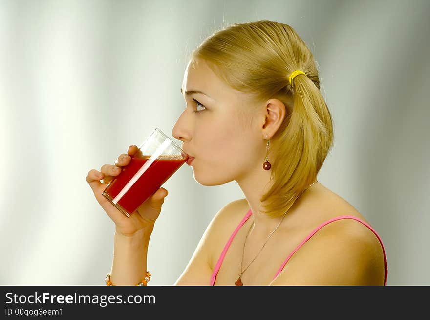 Portrait of the beautiful blonde in studio