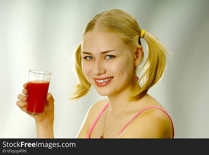 Portrait of the beautiful blonde in studio