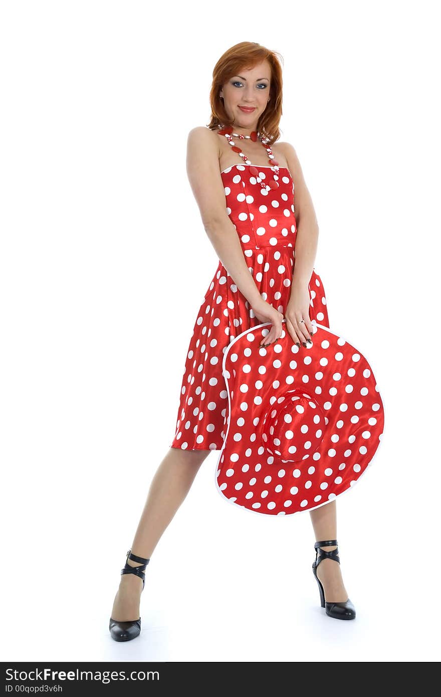 Portrait Redheaded With Spotted Dress