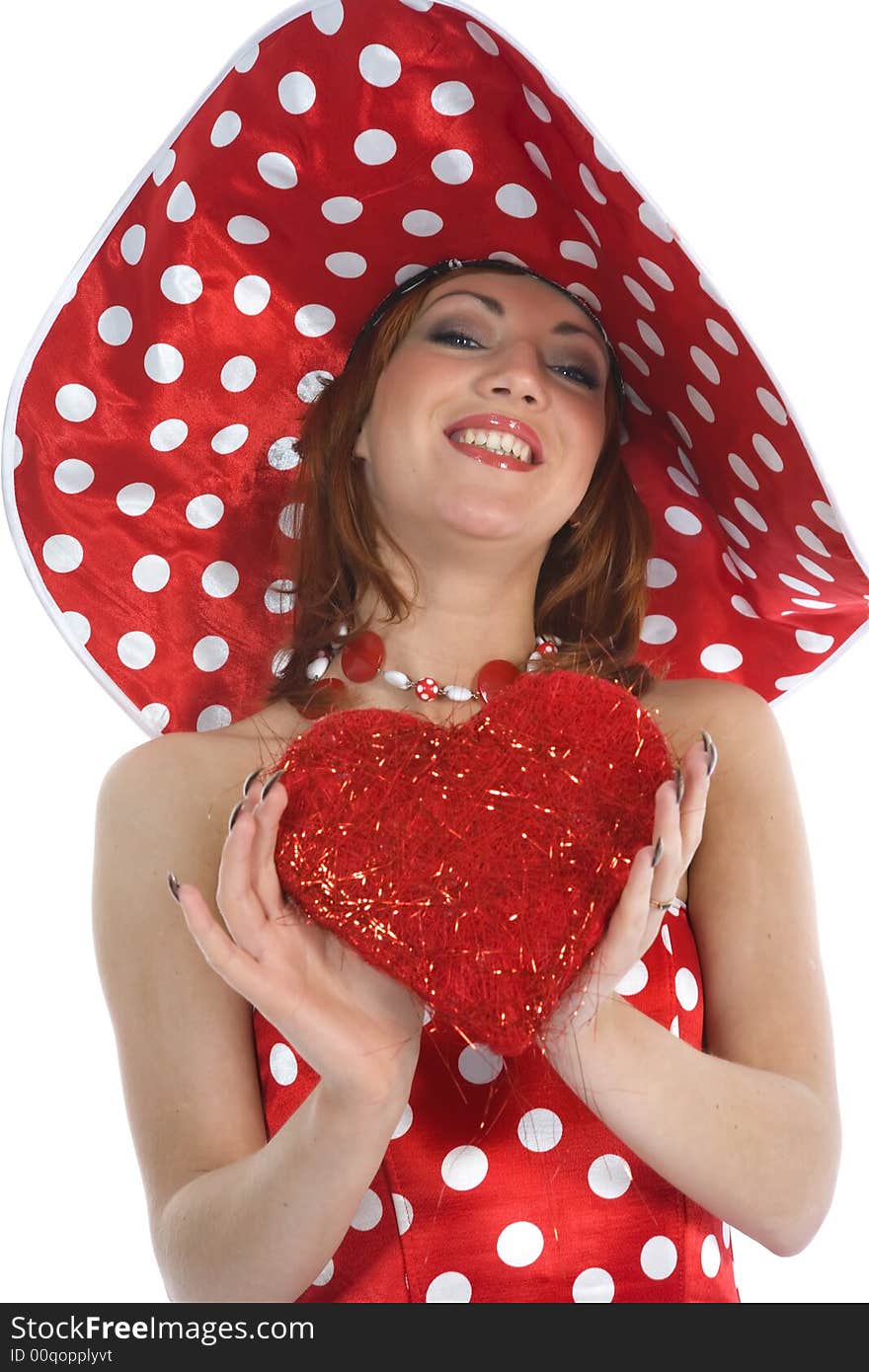 Portrait Redheaded With Spotted Dress