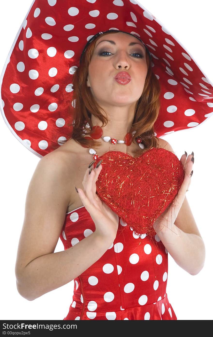 Portrait Redheaded With Spotted Dress