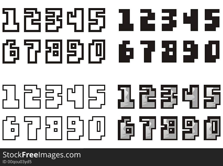 Art illustration of an stylized and original type of numbers