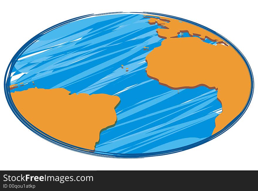 Art illustration: a map of the world