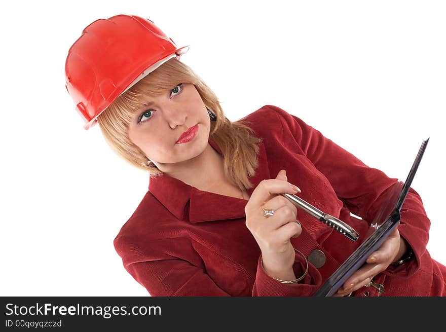 Woman in helmet